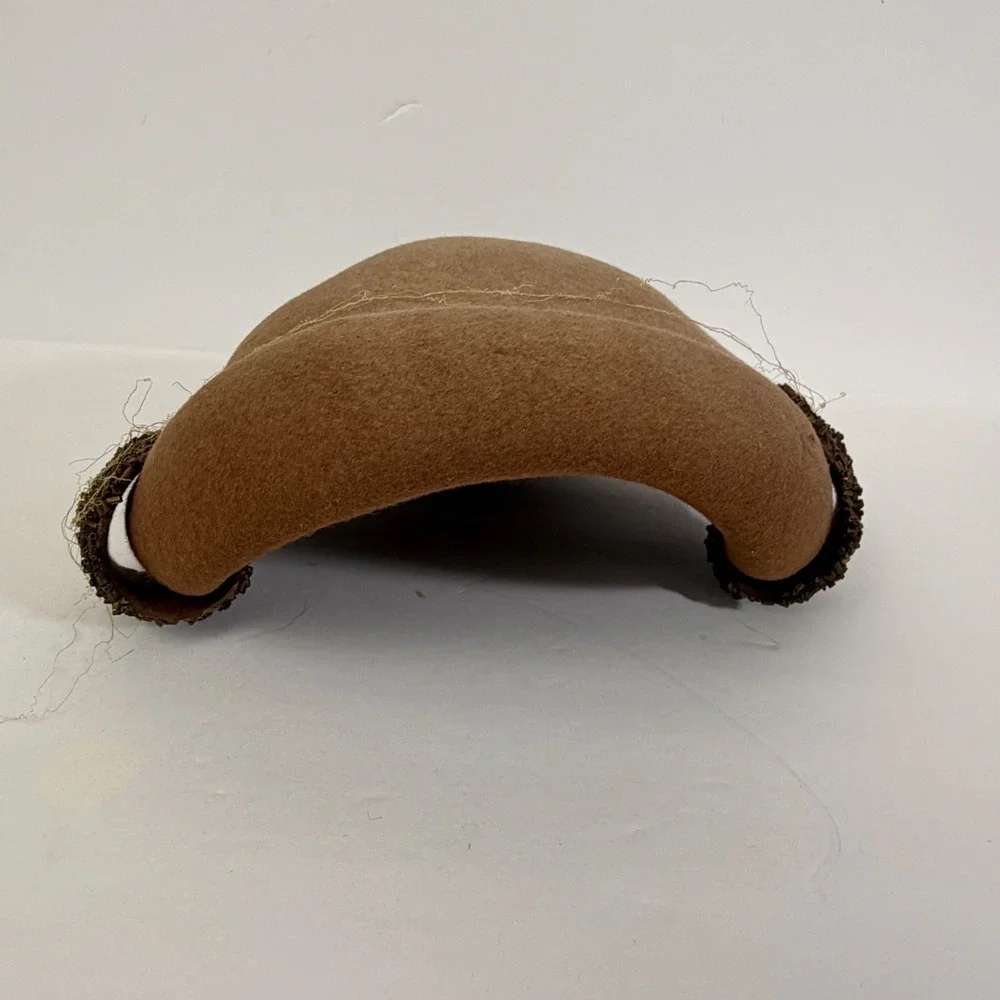 Vintage Brown Felt Pillbox Hat Bronze Beaded Trim Fascinator Cocktail Church